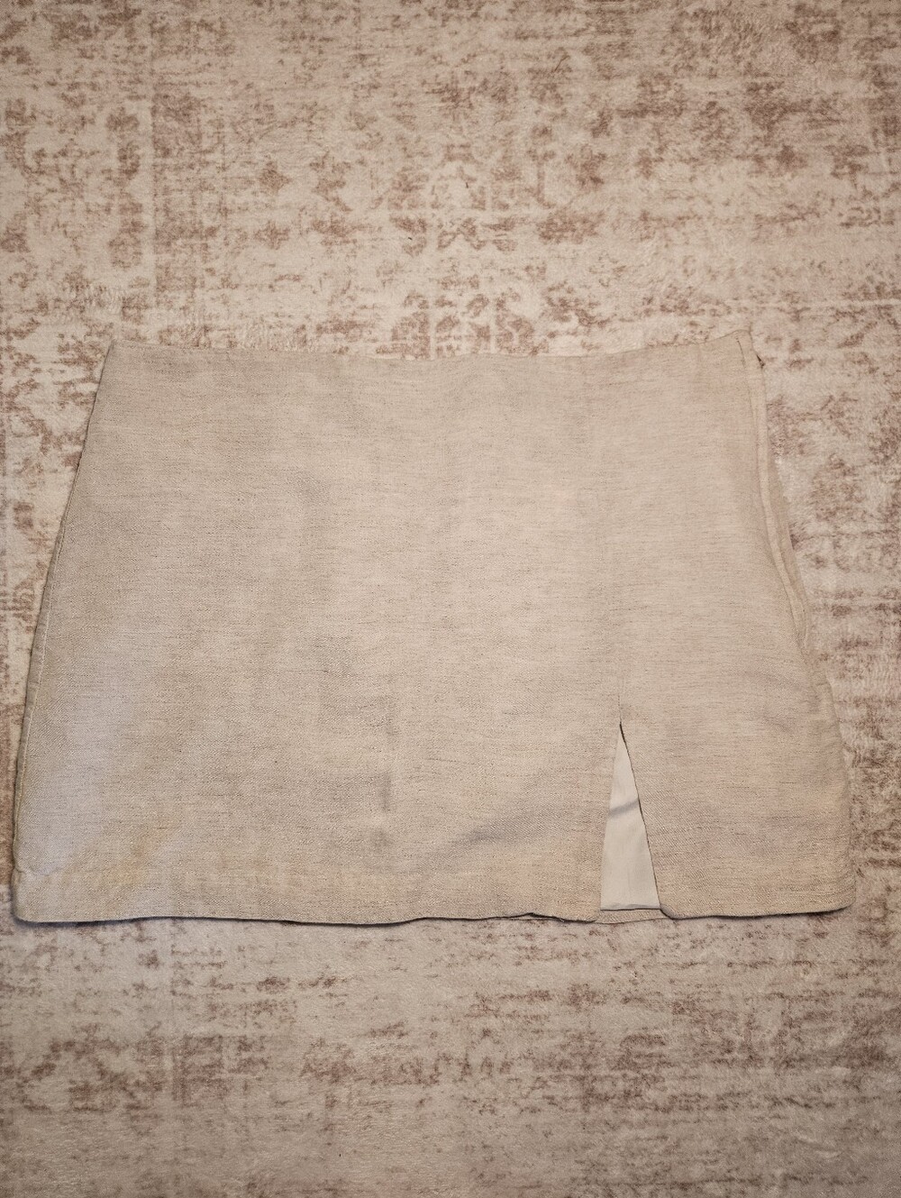 H&M Cream Mini Skirt with Front Slit